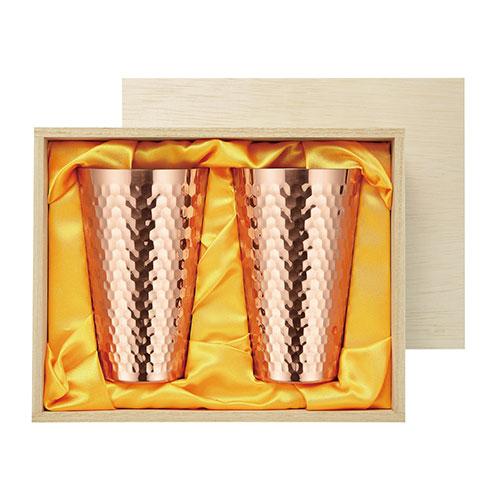 食楽工房 純銅タンブラー450ml ペア(木箱入) 〔φ8.2×13.2cm〕 C7122059の画像