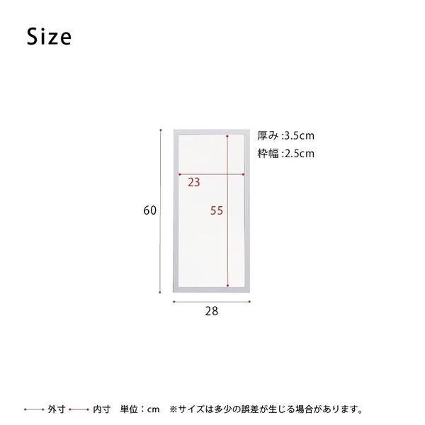 軽量ウォールミラー (高さ60cm/ホワイト/白) 飛散防止加工/姿見鏡/全身/スリム/壁掛け/モダン/北欧風/韓国インテリア/完成品/NK-215｜mangerou｜06