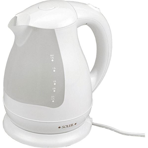 電気ケトル/電気ポット 〔1.5L〕 約165mm×215mm×235mm LEDライト付き 箱入り ソレイユ