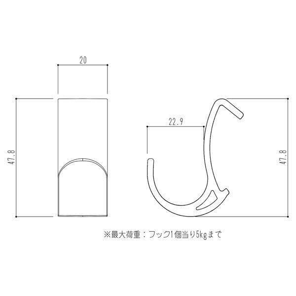 コートハンガーレール 専用フック 〔グレー×10セット〕 耐荷重5kg 強化ナイロン製 〔DIY 業務用 工事〕｜mangerou｜02