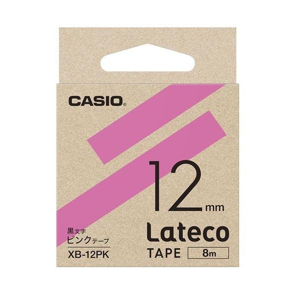 [宅送] (まとめ)カシオ計算機 ラテコ専用テープXB-12PK ピンクに黒文字(×10セット) ラベルシール