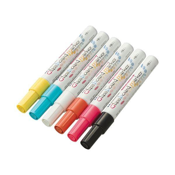(まとめ)馬印 グラスボードマーカー 6色セットBGB-6PS 1パック〔×5セット〕