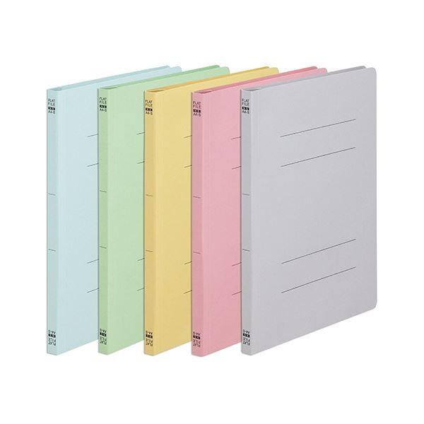 (まとめ)TANOSEE フラットファイル(ノンステープルタイプ)A4タテ 150枚収容 背幅18mm カラーミックス 5色 1セット(5冊：各色1冊)〔×20セット〕
