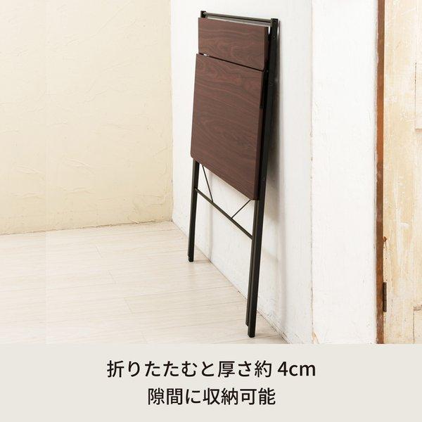 棚付折りたたみワークデスク(ハイタイプ/ブラウン) 幅80cm 折りたたみ