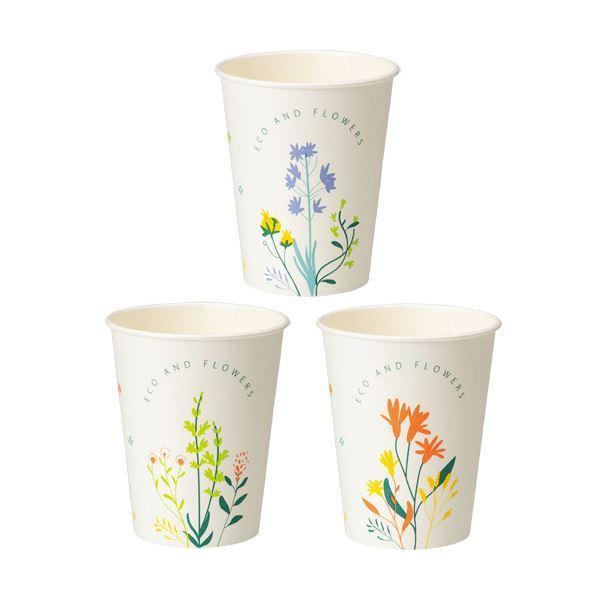 (まとめ)TANOSEE 紙コップ ANDFLOWERS 275ml(9オンス) 1セット(250個：50個×5パック) 〔×3セット〕