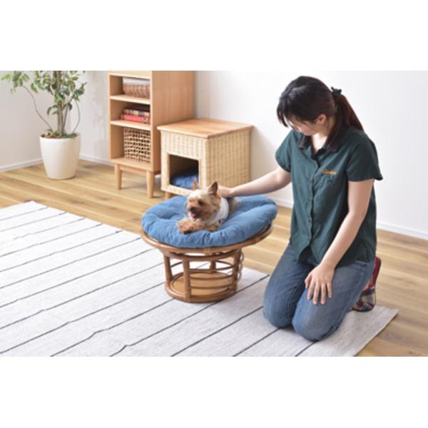 ペット用スツール ペット用品 約直径55×高さ35cm 静的耐荷重80kg 取り外し式 クッション付き ラタン 完成品 プレゼントの画像