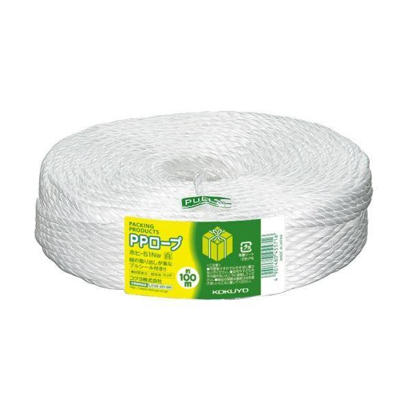 (まとめ) コクヨ PPロープ チーズ巻 100m ホヒ-51NW 1セット(4巻) 〔×3セット〕