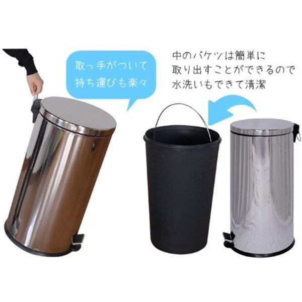 ダストボックス ゴミ箱 40L ステンレス ポリプロピレン 足元ペダル付き ふた付き 完成品 キッチン 台所 リビングの画像