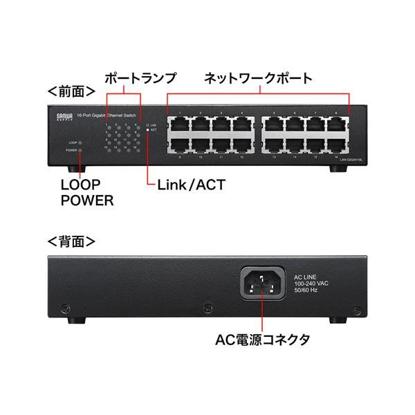 サンワサプライ Giga対応スイッチングハブ 16ポート・ループ検知機能付き LAN-GIGAH16L 1台_1