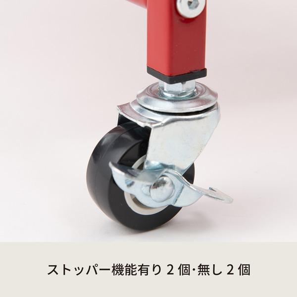 〔2個セット〕マルチワゴン ROBUST(レッド) キッチンワゴン ラック 収納 多肉棚 収納 スリム キャスター付 DIY オシャレ スライド 業務用 NK-380の画像