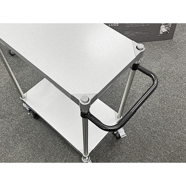 ガルバシェルフワゴン 35×60cm 2段 ポール 900 ブラック 取っ手付き 日本製 キャスター付き ガルバ シェルフ ワゴン 組立式の画像