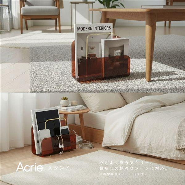 〔4個セット〕アクリー スタンド(アンバー/茶/ブラウン) マガジンラック 卓上収納 本立て ブックスタンド タブレットスタンド モダン 小物 オフィス 透明 韓..._1