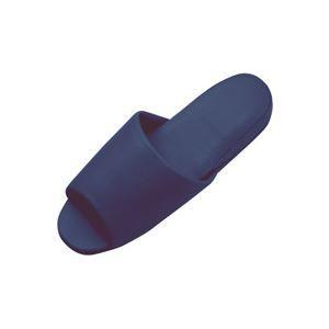 (まとめ)抗菌ビニールなめし革調家庭用スリッパ(前開き) まっ黒い青味 10足