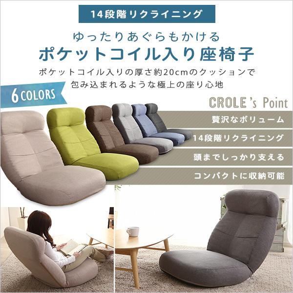 日本製　しっかり体を支えるリクライニング座椅子　〔CROLE-クロレ-〕　6カラー｜mangerou｜04