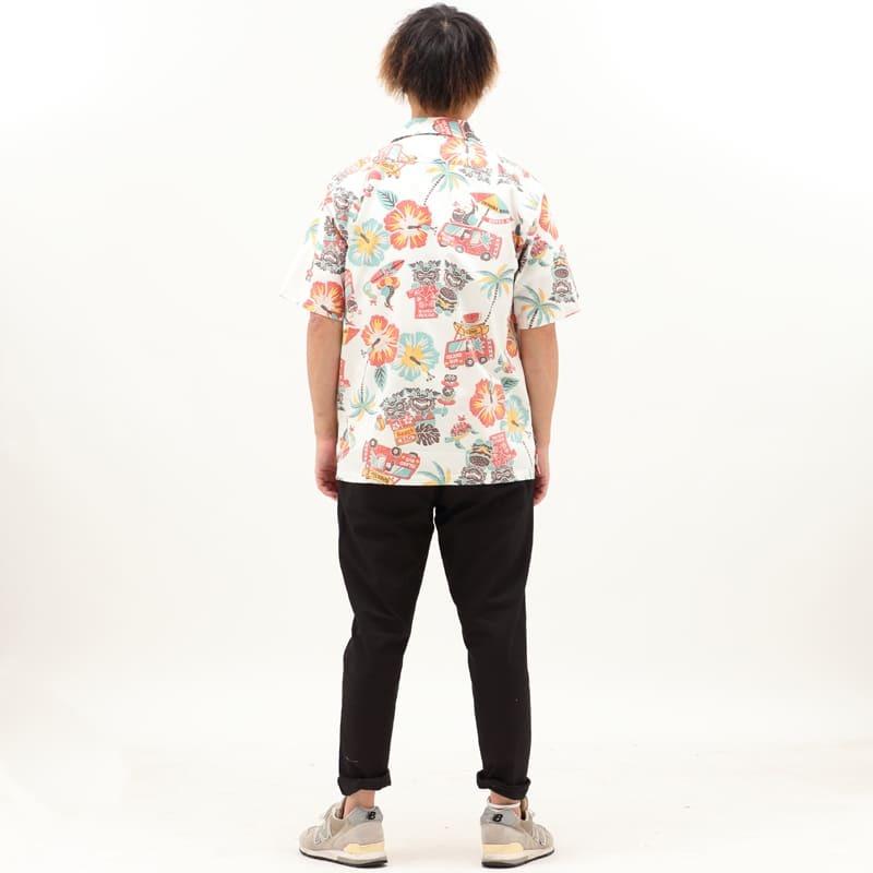 かりゆしウェア 沖縄 House I Loveシーサーアイランド Mango お揃い アロハシャツ ペア メンズ リゾート 結婚式 逸品 アロハシャツ