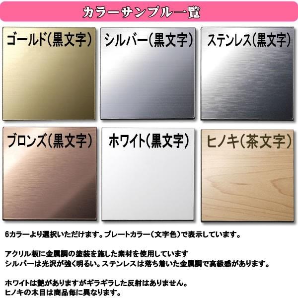 表札 おしゃれ 錆びないアクリル製 選べるカラー 6色 ステンレス調 木目調 金銀銅白 会社 新築 二世帯 門柱 玄関 ポスト 名刺サイズ：縦｜mani-ya｜08