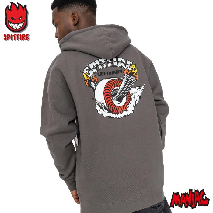 90s SPITFIREスピットファイアスウェットパーカー黒ブラック短丈古着L SPITFIRE WHEELS SPITFIRE スピットファイヤー メンズ パーカー