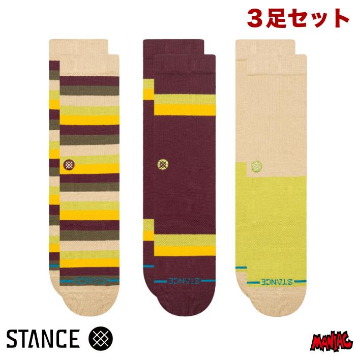 STANCE スタンス ソックス 靴下 メンズ ブランド STANCE SOCKS UPSTATE CREW 3 PACK - GREEN ３足セット | STANCE