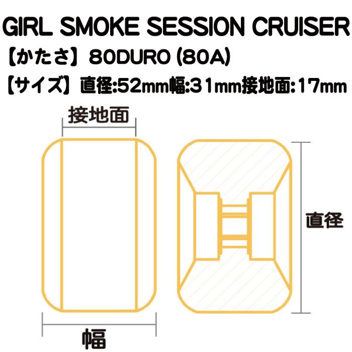 スケボー スケートボード ウィール GIRL ガール SMOKE SESSION CRUISER WHEELS 80A 54mm（グリーン）ソフトウィール｜maniac｜03