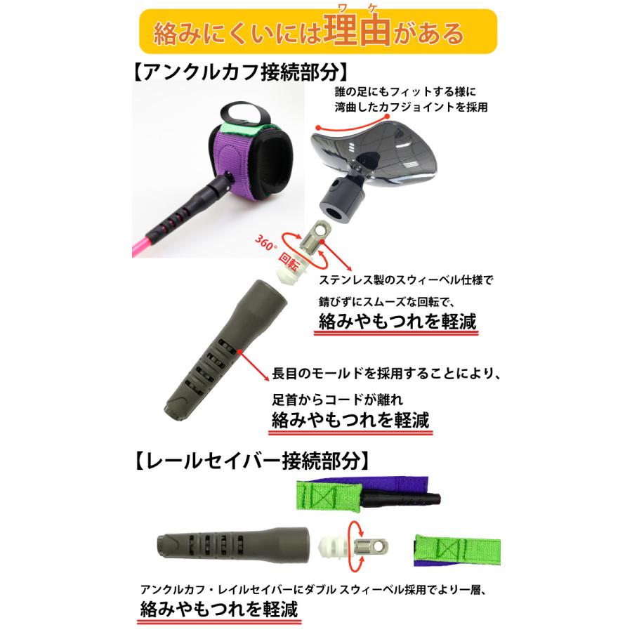 リーシュコード サーフィン 7ft 絡まない NOGES ノージス プロ