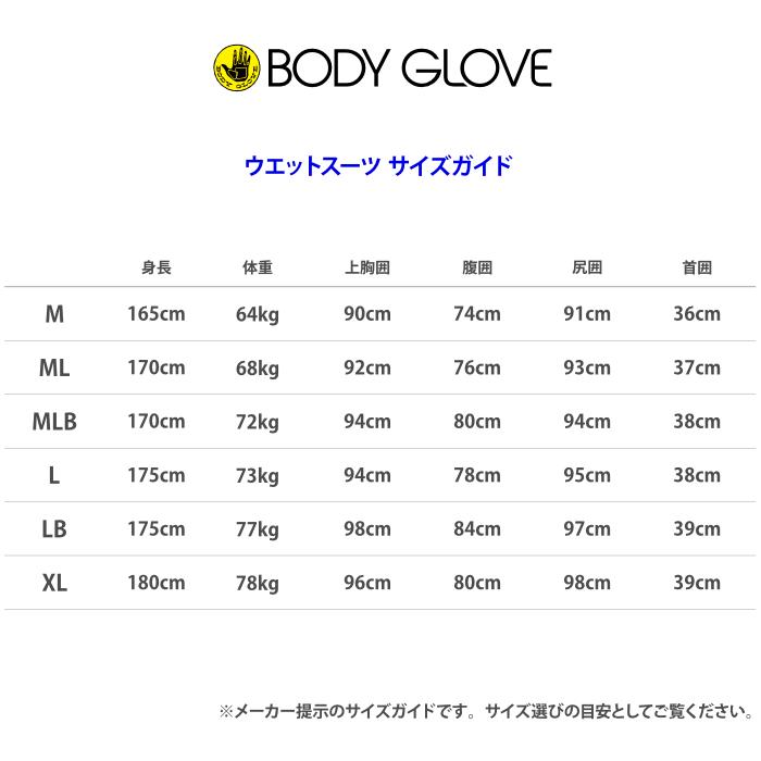 サーフィン ウェットスーツ セミドライ BODY GLOVE ボディーグローブ メンズ BG207 CLASSIC BZ クラシック バックジップ｜maniac｜08