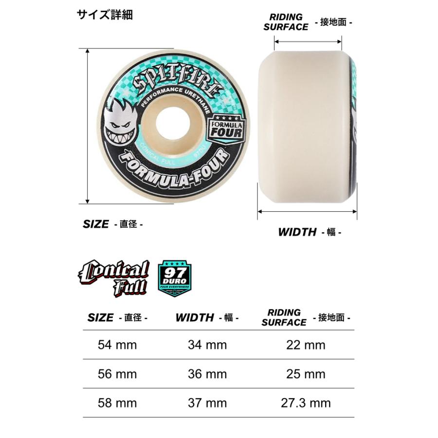 スケートボード ウィール スケボー SPITFIRE スピットファイヤー F4 FORMULA FOUR CONICAL FULL - 97DURO 97A 56mm MINT フォーミュラフォー｜maniac｜02