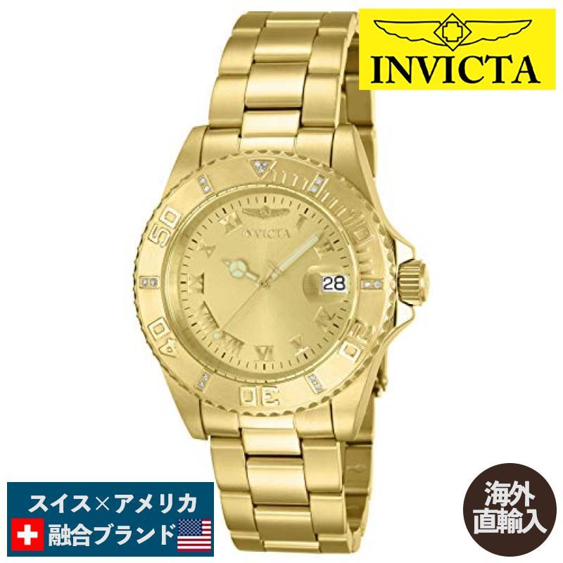 腕時計 インヴィクタ インビクタ 12820 Invicta Womens 12820 Pro Diver Gold Dial Diamond Accented