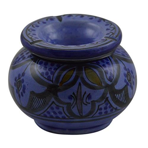 灰皿 海外モデル アメリカ Ceramic Ashtrays Hand Made Smokeless Large Moroccan White Blue