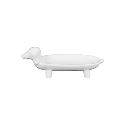 アクセサリスタンド ジュエリー DA1799 Creative Co-Op Elongated White Ceramic Dog Dish｜maniacs-shop