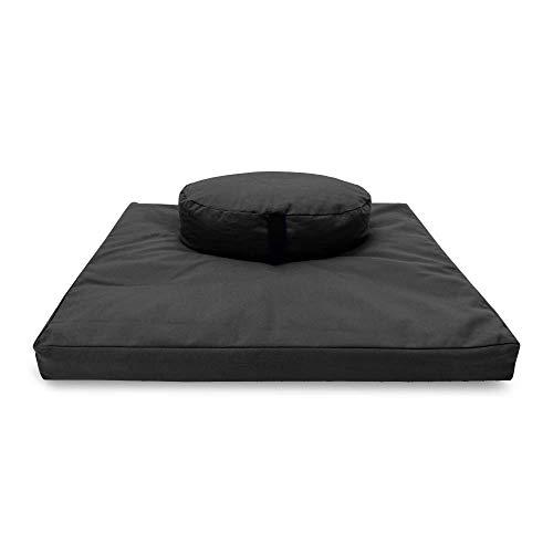 ヨガ フィットネス ZZCOMBO-oval-buckwheat-Black Bean Products Zafu and Zabuton Meditation Cushion Set -