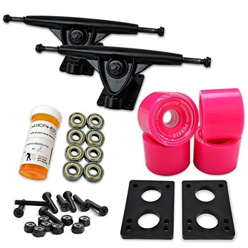 トラック スケボー スケートボード 071-Solid Pink Wheel-Polished Trucks Yocaher Longboard Skatebo