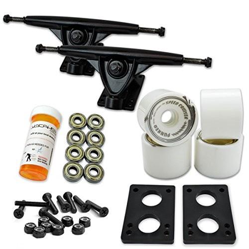 トラック スケボー スケートボード 071-Solid White Wheel-Polished Trucks Yocaher Longboard Skateb