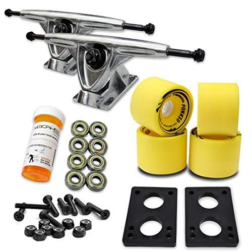トラック スケボー スケートボード 071-Solid Yellow Wheel-Polished Trucks Yocaher Longboard Skate