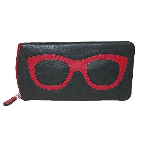 ILI アメリカ 日本未発売 6462-BlackRed ili New York - Leather Eyeglass Case -Zippered Enclosure Eyegla｜maniacs-shop