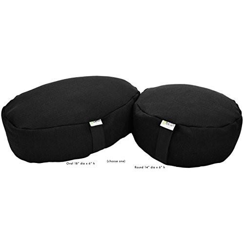 ヨガ フィットネス FBA_20-DHK Bean Products Zafu Meditation Cushion, Round, Hemp Raven - Filled with Orの画像