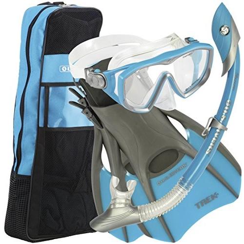 正規 シュノーケリングU.S.Divers Diva 1 LX/Island Dry LX Snorkel with Trek/Travel Bag, Aqua, Medium, ミズホク f0f73d63