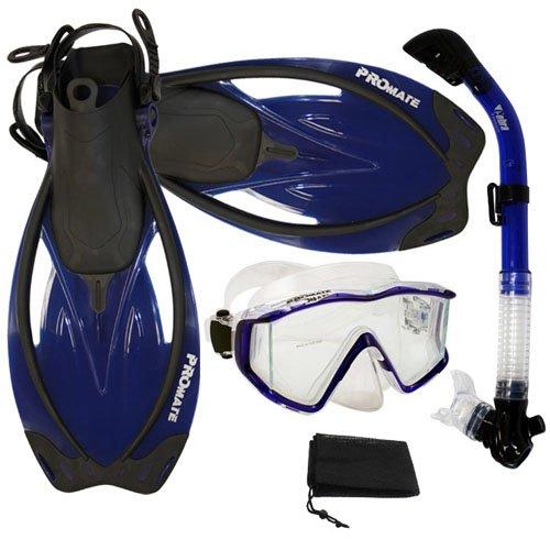 シュノーケリング マリンスポーツ FN400+MK390+SK680+DB005 Promate Snorkeling Panoramic Mask Dry S