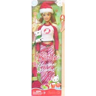 バービー バービー人形 M3524 Barbie Christmas Morning Holiday Doll 2008 with Santa Hat， Pajamas， Fur