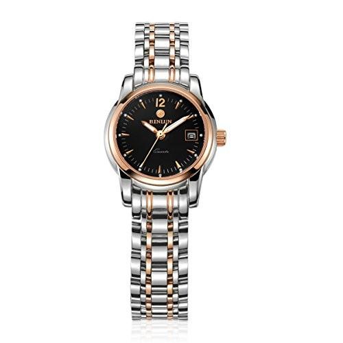 腕時計 ビンルン レディース BL0049L-SRB BINLUN Womens Watches Stainless Steel Rose Gold Black Two T