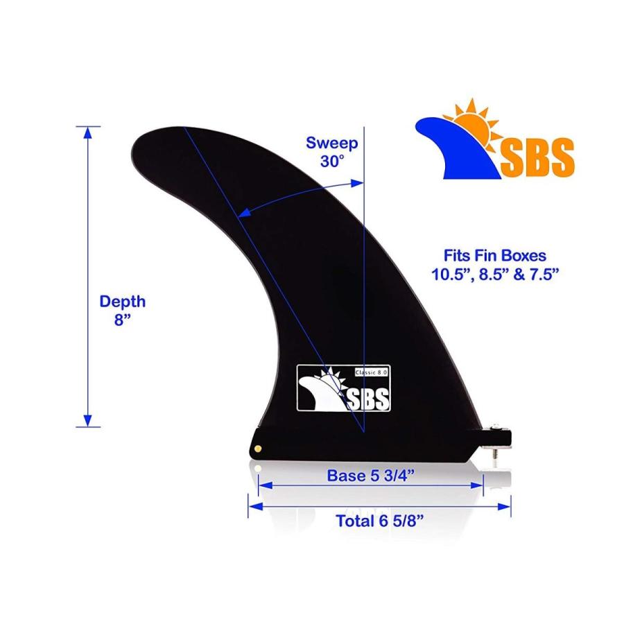 サーフィン フィン マリンスポーツ SBS-5104 SBS 8" Longboard & SUP Single Fin - Free No Tool Fin｜maniacs-shop｜02