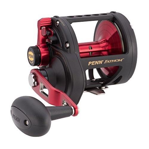 リール ペン Penn FTH60LDHS Penn Fathom 60LD Lever Drag Bait cast High Speed Fishing Reel , Black/Red