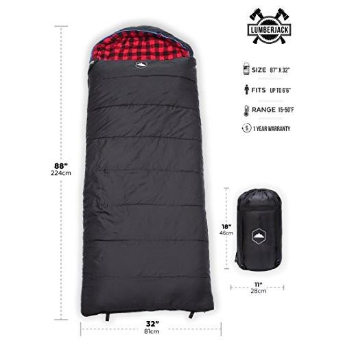 アウトドア キャンプ スリーピングバッグ TOSB - Lumberjack Hooded Sleeping Bag Tough Outdoors_4