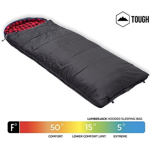 アウトドア キャンプ スリーピングバッグ TOSB - Lumberjack Hooded Sleeping Bag Tough Outdoors_5
