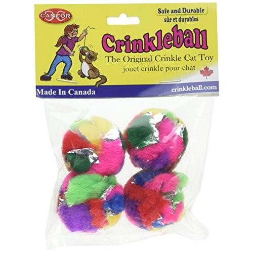 猫おもちゃ ネコ ねこ 9014 Mini Crinkle Balls for Cats 1.5 Inch (4-Pack) - Multi-Color Cat Toys - Cana
