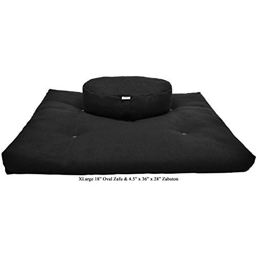 ヨガ フィットネス ZZCOMBO-round-buckwheat-HempBlack Meditation Cushion Mat Set HEMP - Round Zafu Floorの画像