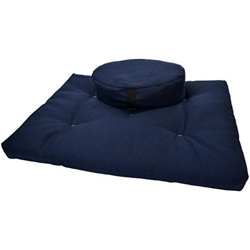 ヨガ フィットネス ZZCOMBO-round-buckwheat-HempBlueberry Meditation Cushion Mat Set HEMP - Round Zafu Fの画像