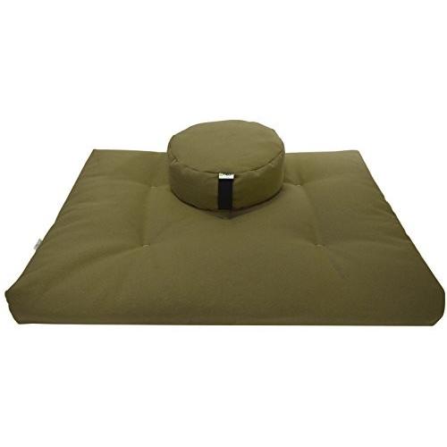 ヨガ フィットネス ZZCOMBO-round-buckwheat-HempCactus Meditation Cushion Mat Set HEMP - Round Zafu Flooの画像