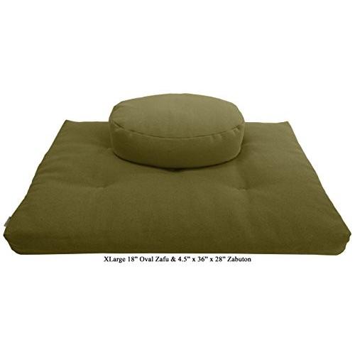 ヨガ フィットネス ZZCOMBO-round-buckwheat-HempCactus Meditation Cushion Mat Set HEMP - Round Zafu Flooの画像