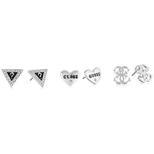 ゲス ピアス アメリカ 210724-21 GUESS "Basic" Silver Heart, 4G and Triangle Stud Earrings｜maniacs-shop