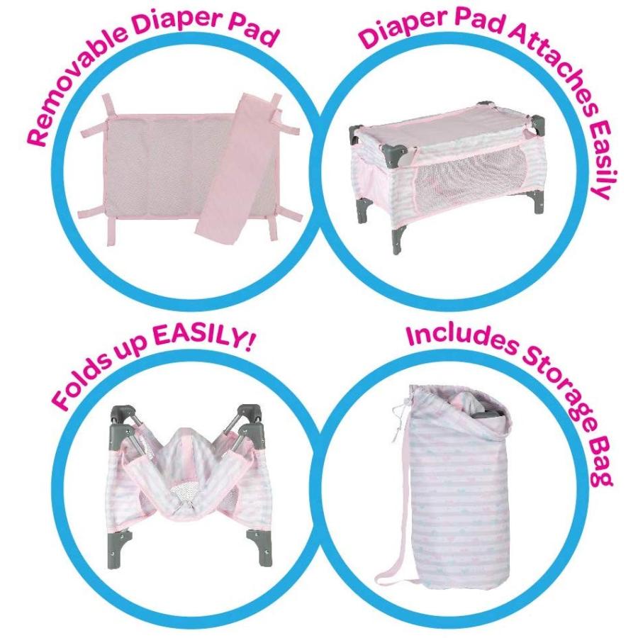 アドラ 赤ちゃん人形 ベビー人形 21963 Adora Pack-N-Play Deluxe Baby Doll Crib \u0026 Easy to Convert Cの画像